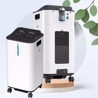 Concentrador de oxígeno nebulizador de ruido ultrabajo de 5 litros con monitor de pureza y flujo ajustables